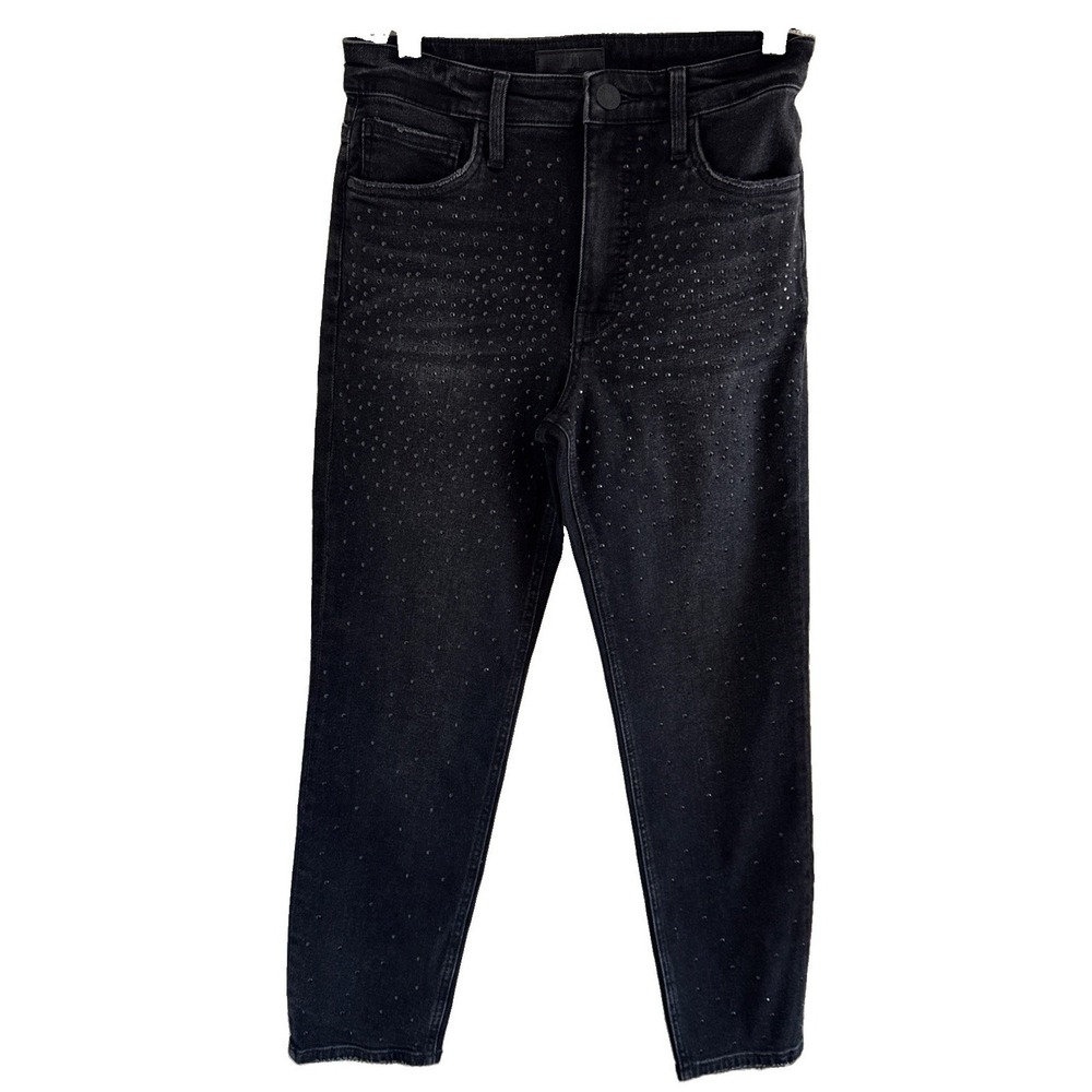 Kut from the Kloth Meg Fab Ab Jeans Womens 2 Black Rhinestone Sparkle Wide Leg